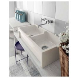 Turner Hastings Patri 100x47cm Fireclay Double Bowl Butler Sink, White