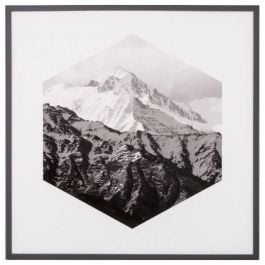 Hexagon Mountains Photo Print, Black/White