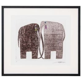Holi Elephant Print, Golf leaf frame