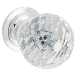 30mm Diamond Cut Glass Cabinet Knob
