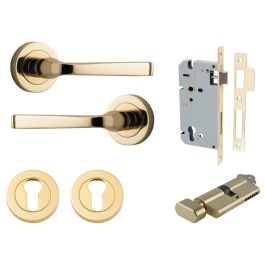 Annecy Lever Round Rose Entrance Kit w Lock K/T