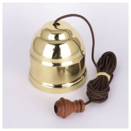 Polished Brass Ceiling Switch with Brown Cord