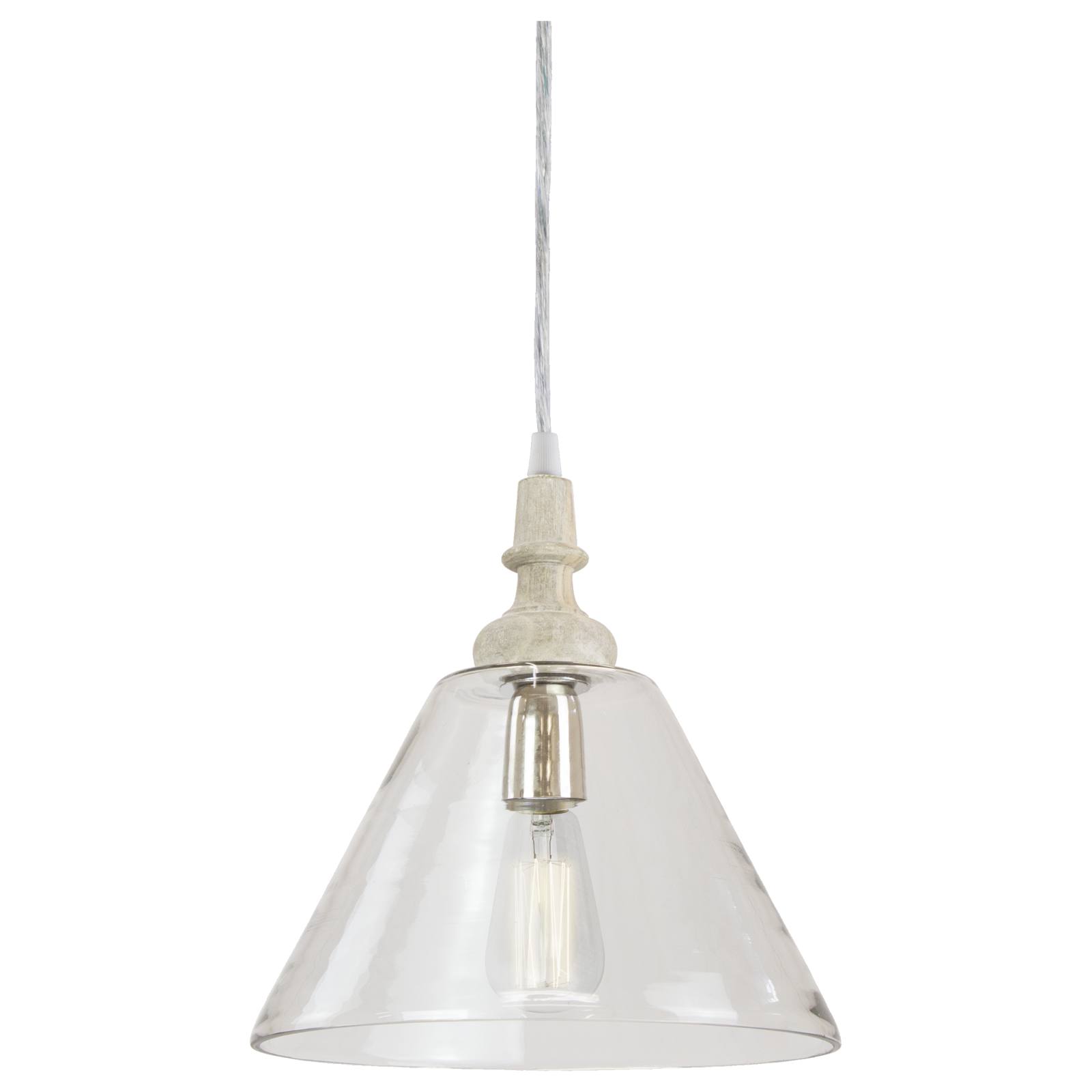 Lunel Clear Glass Pendant Light, Natural Timber
