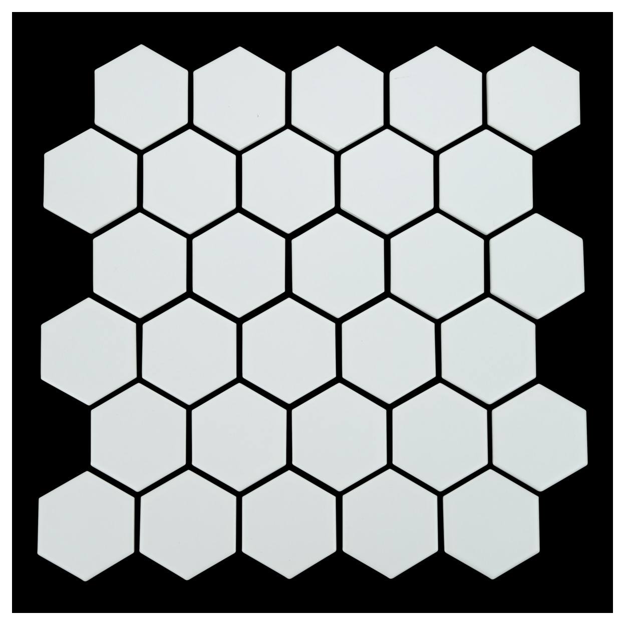 Vesta Hexagonal Tile Sheet 27x28.2, Matt White