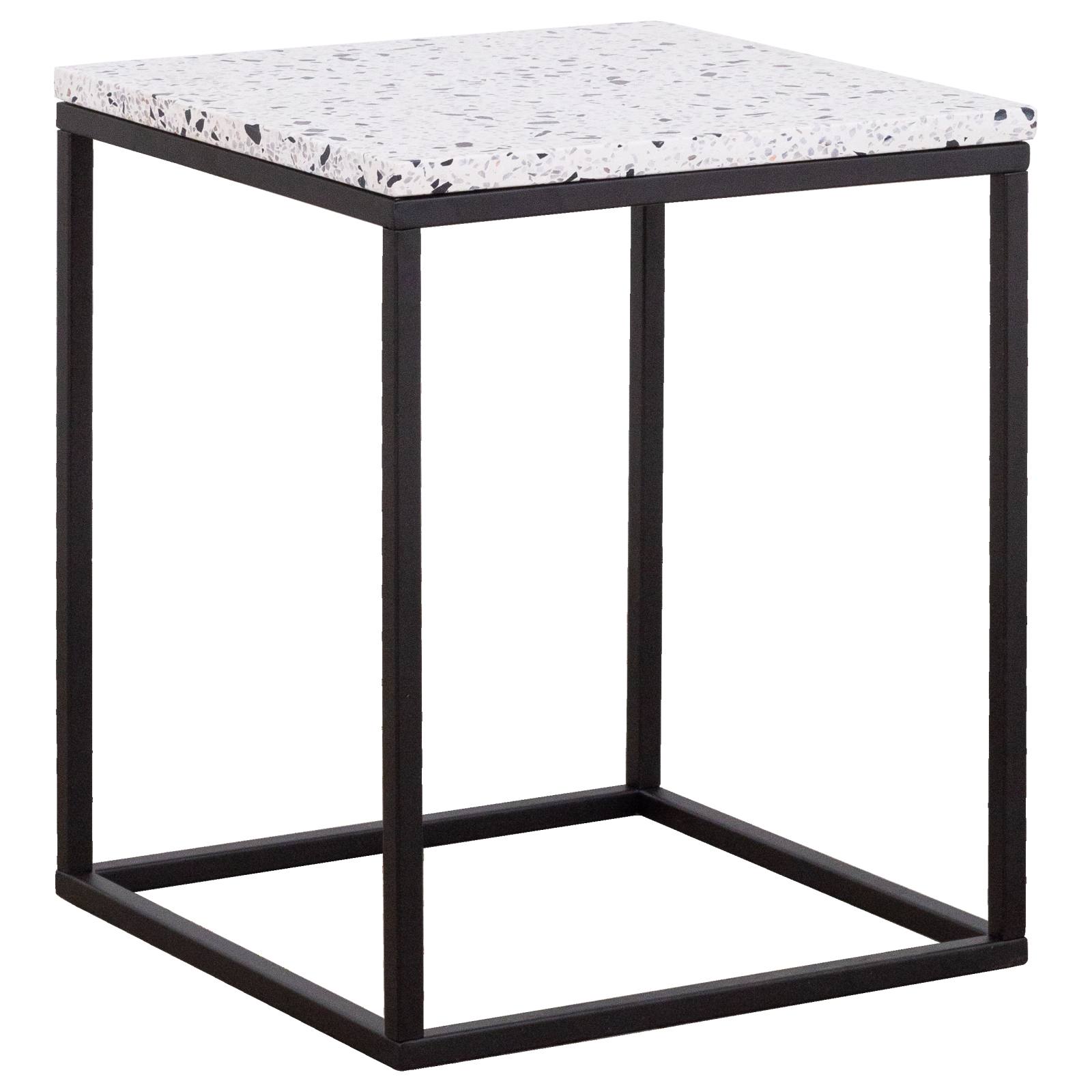 Mina Side Table w Steel Legs, Terrazzo White