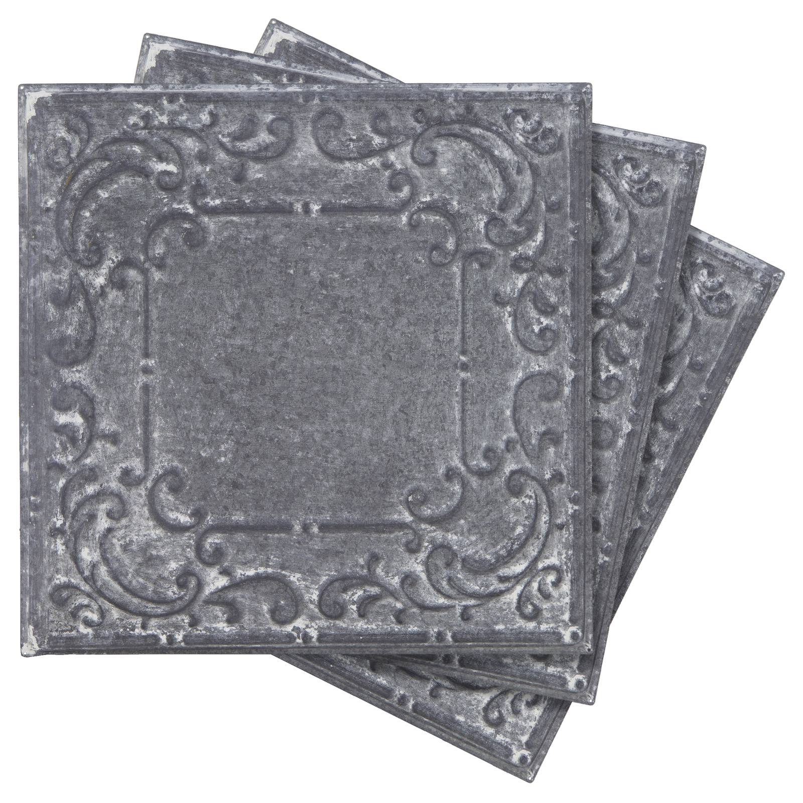 Vintage 32cm Pressed Tin Panel No.12, Zinc