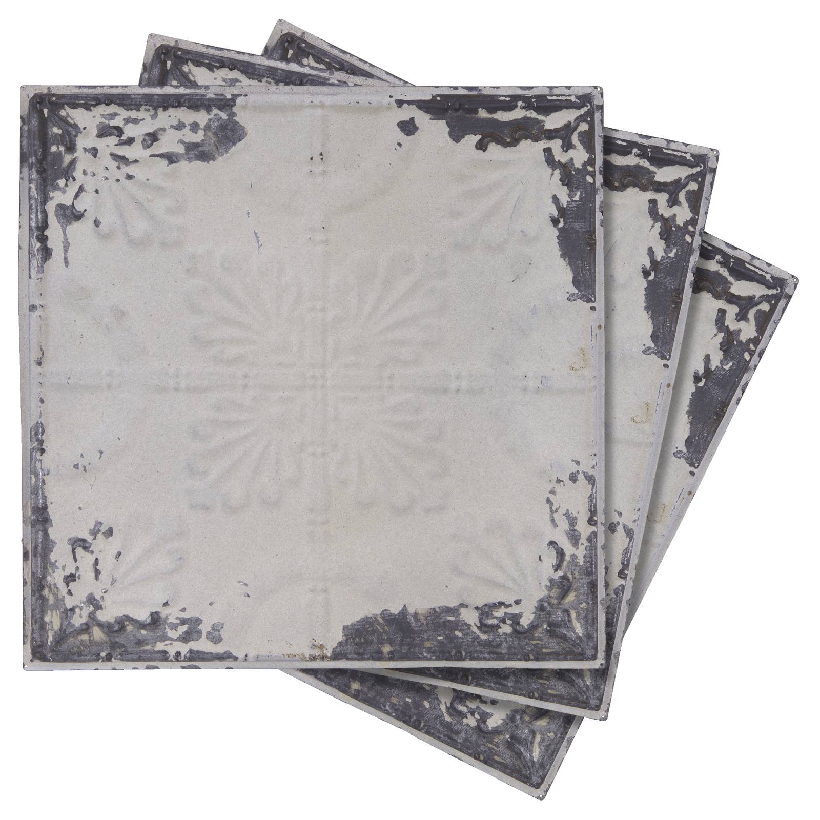 Vintage 32cm Pressed Tin Panel No.24, White