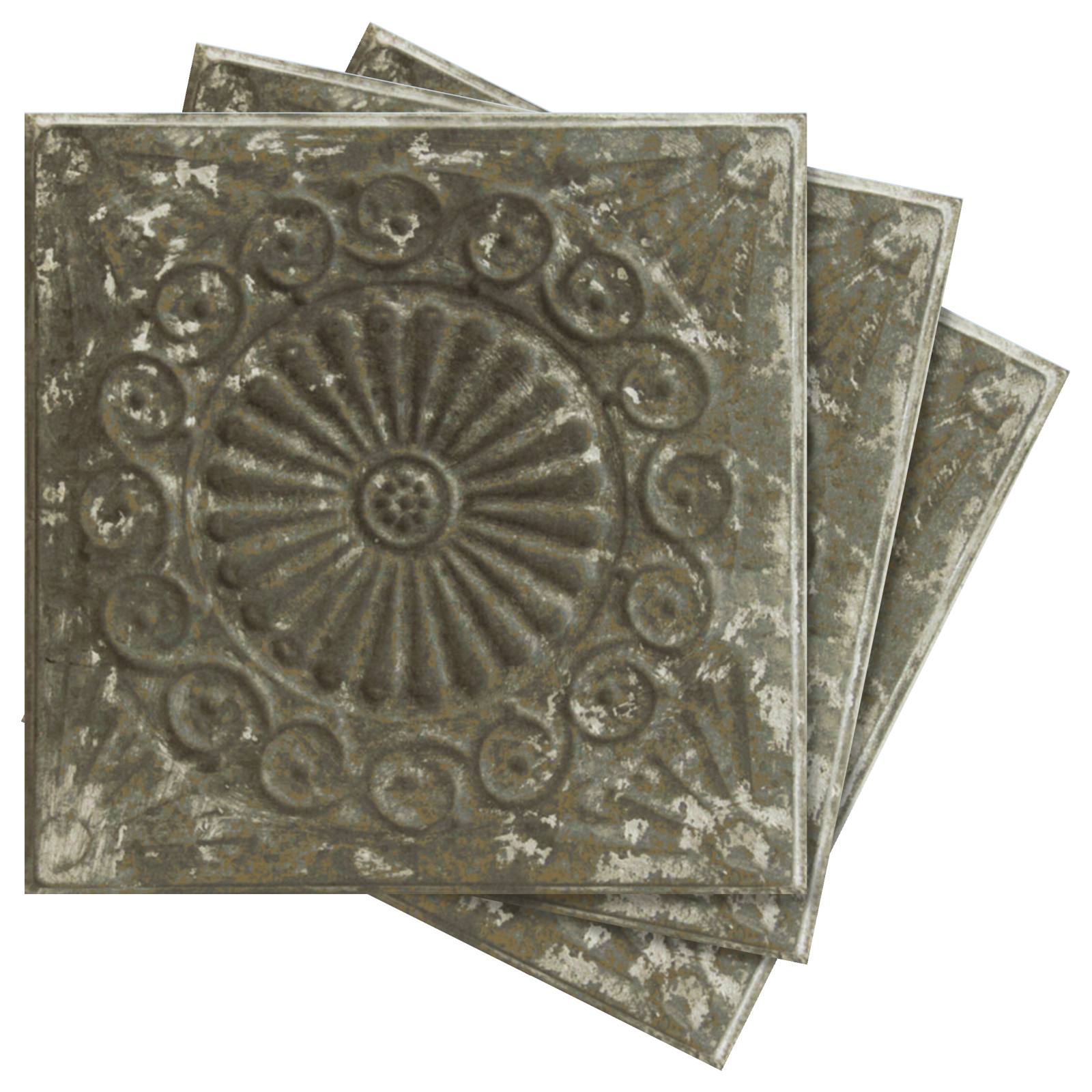 Vintage 32cm Pressed Tin Panel No.28, Zinc