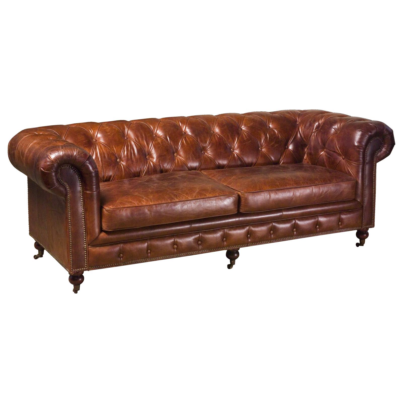 Sheffield 3 Seater Leather Sofa, Vintage Cigar