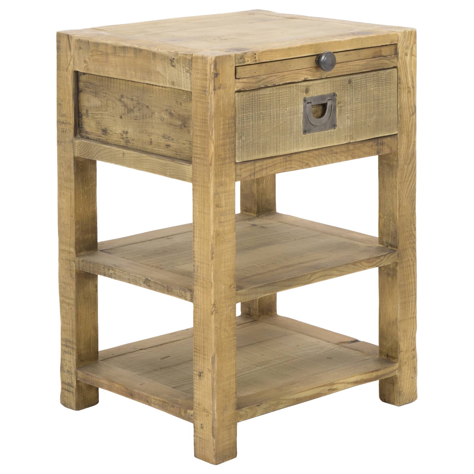 Hadley Pine Bedside Table w/ Top Drawer, Natural