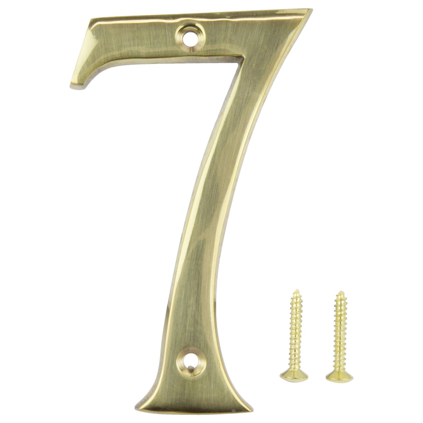10cm Traditional House Number 7 Polished Brass