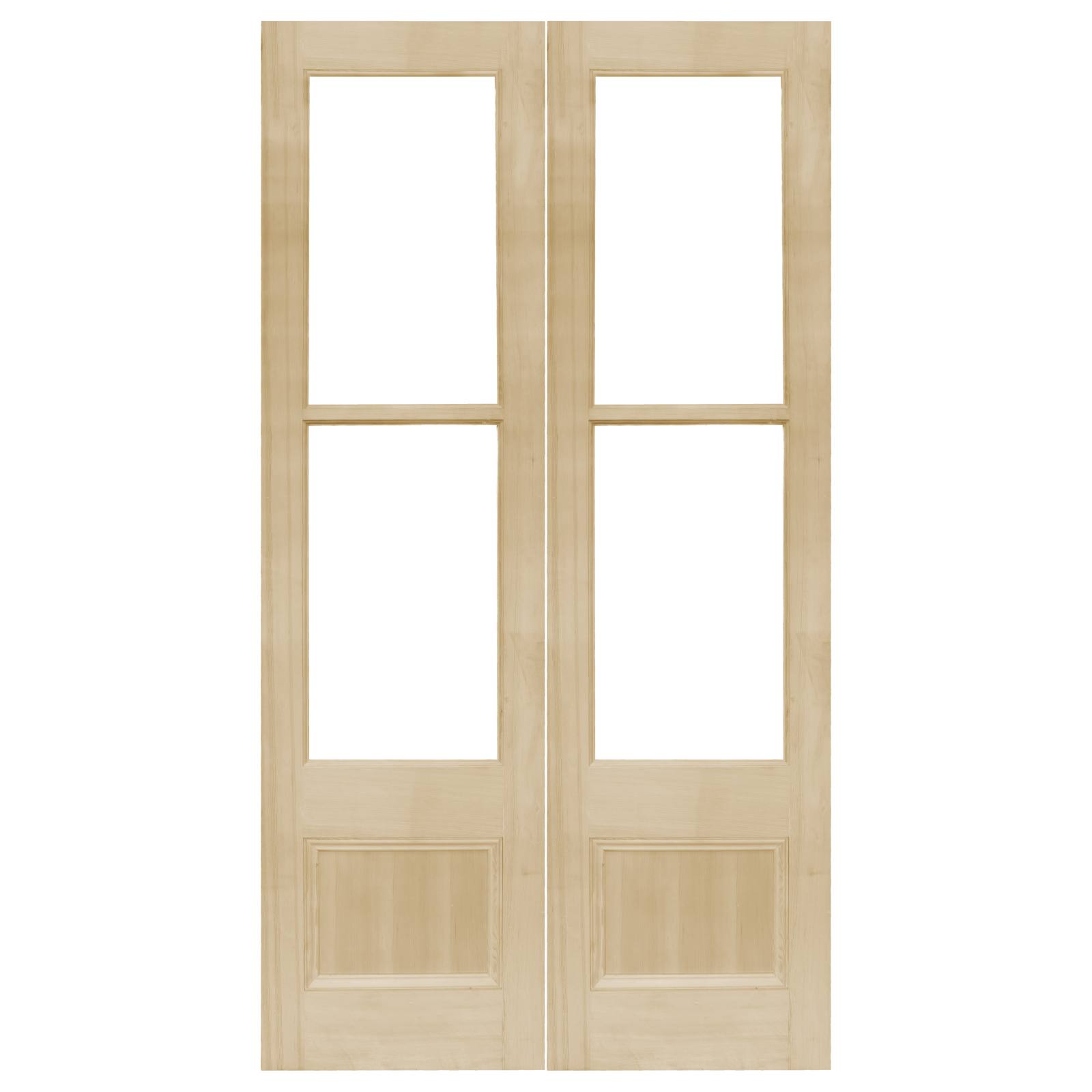 Pair of Tall Internal Glazed French 62cm Doors,Raw