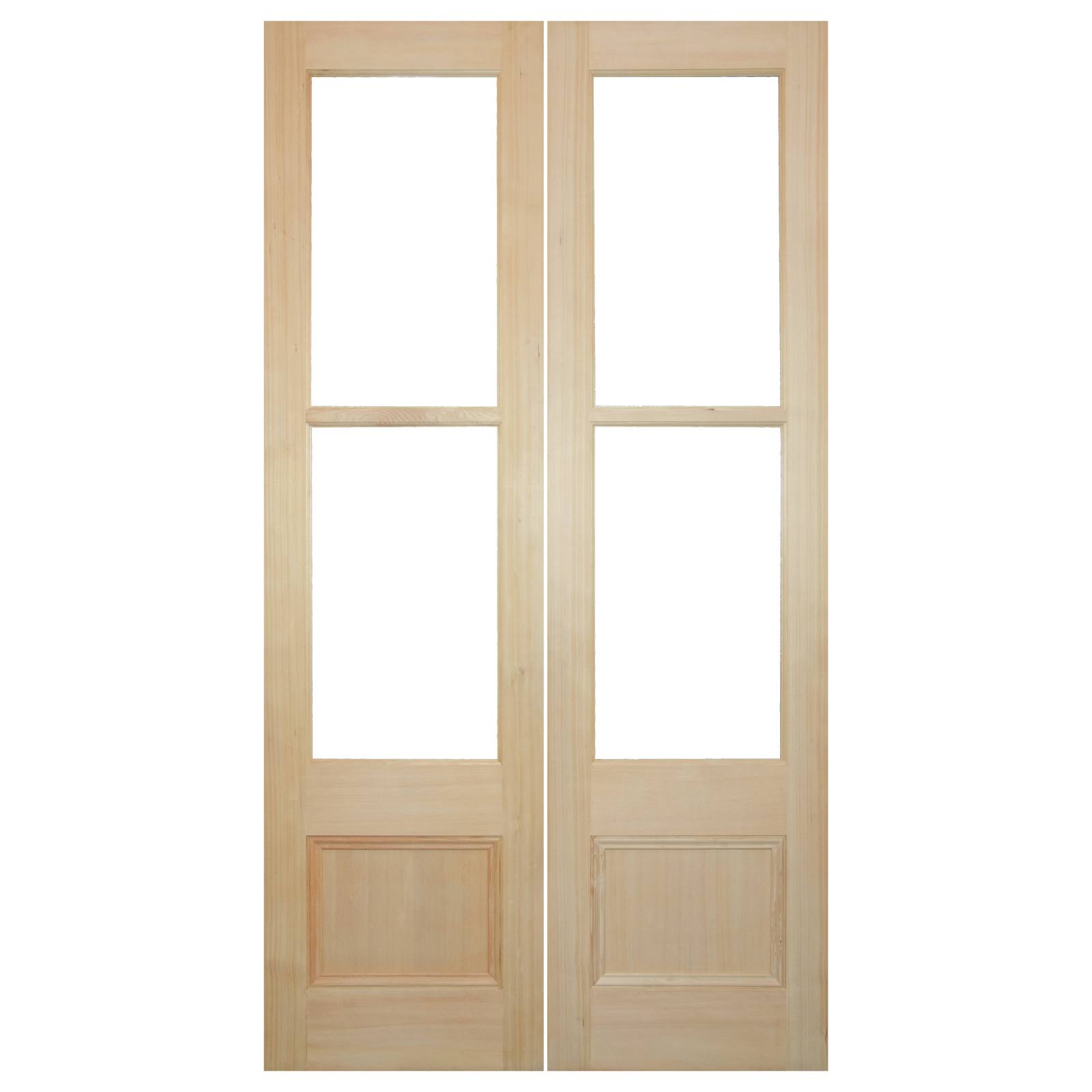 Pair of Tall Internal Glazed French 72cm Doors, Raw HV