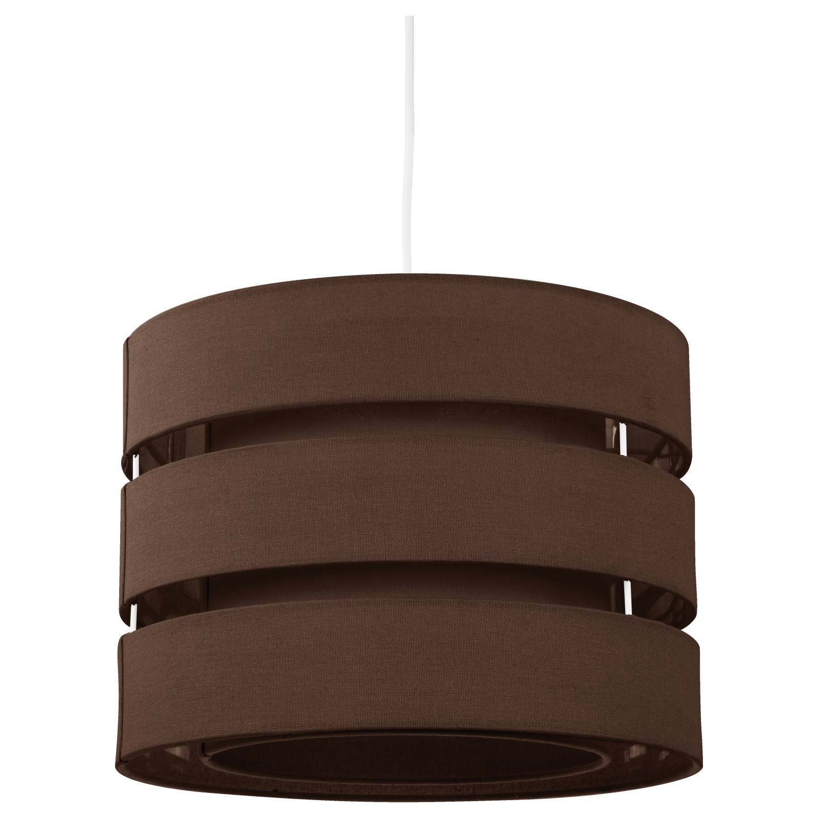 35cm Drum Pendant Light, Brown with White Cord