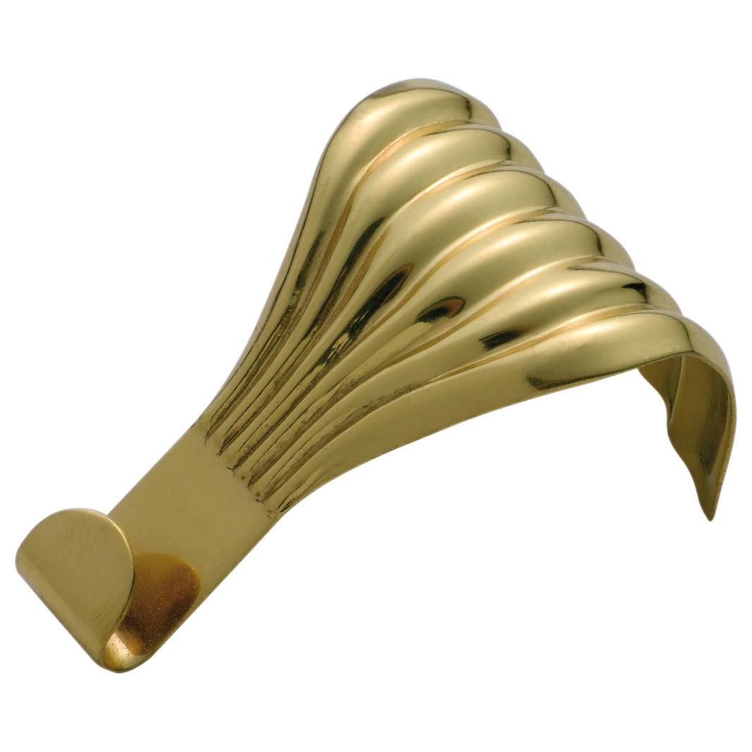 Fluted Picture Rail Hook, Polished Brass