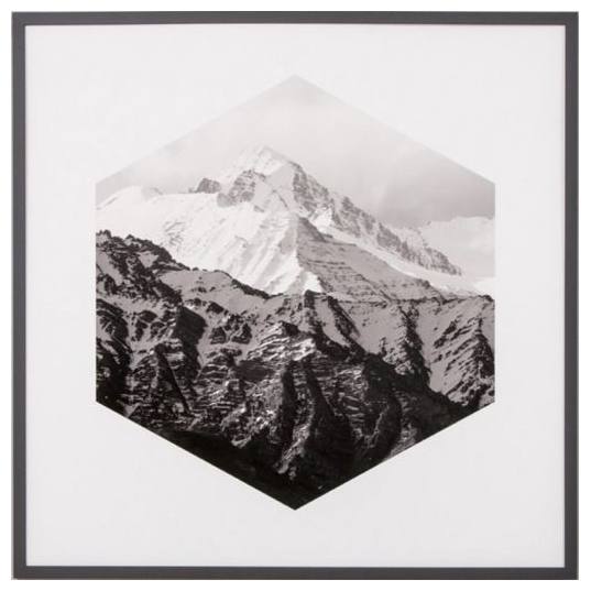 Hexagon Mountains Photo Print, Black/White