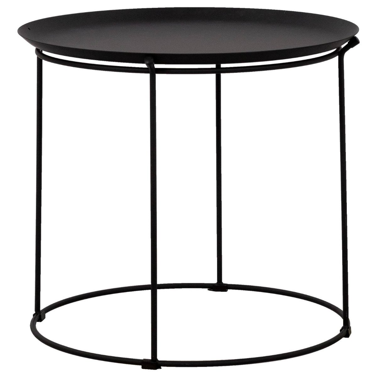 Hopper Round Side Table, Steel Black